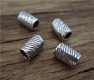 Artisan Diagonal Striped Sterling Silver Bead and Slider (one bead)