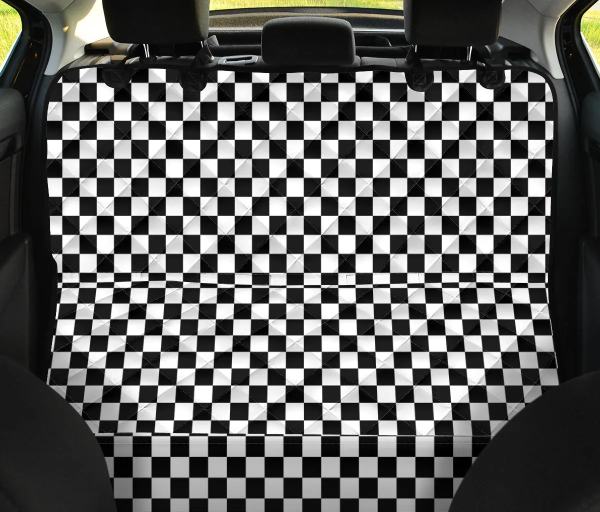 B&W Large Checkers Car Pet Seat Cover