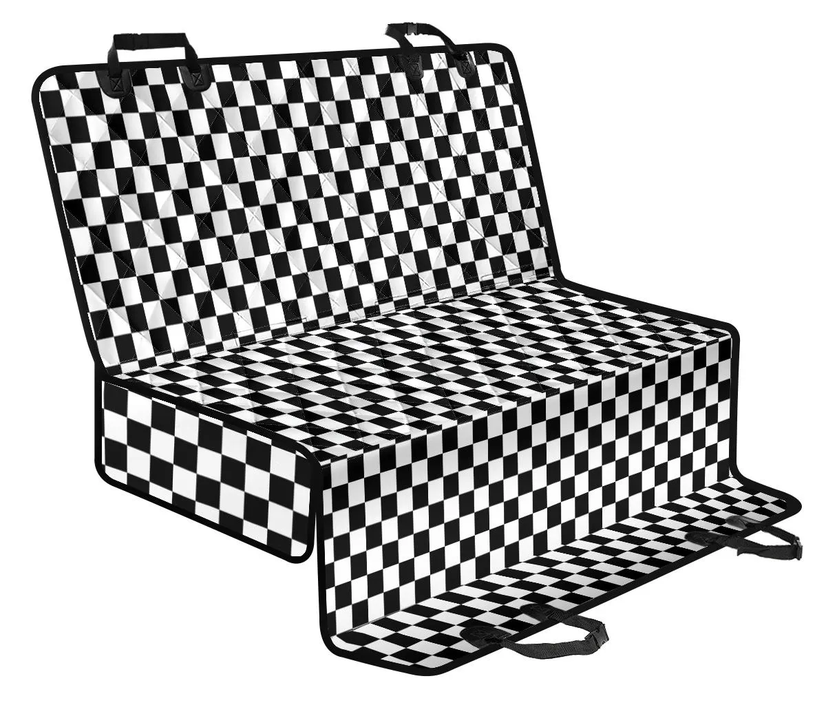 B&W Large Checkers Car Pet Seat Cover