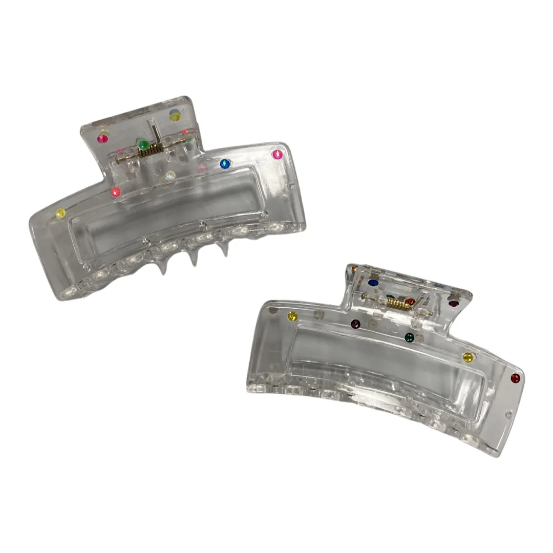 Bari Lynn Swarovski Crystal Clear Rectangle Claw Clip - 2 Colors