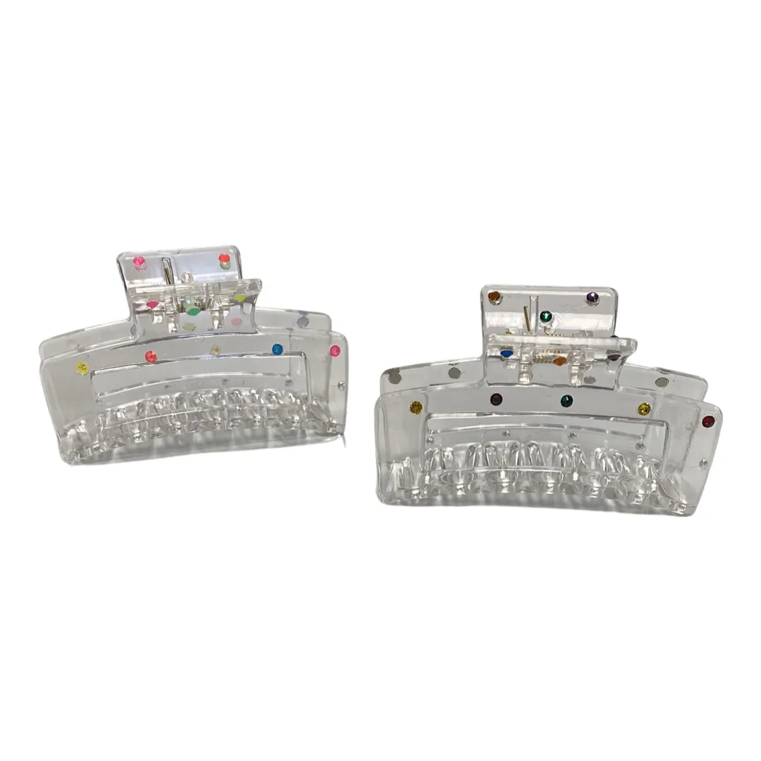 Bari Lynn Swarovski Crystal Clear Rectangle Claw Clip - 2 Colors