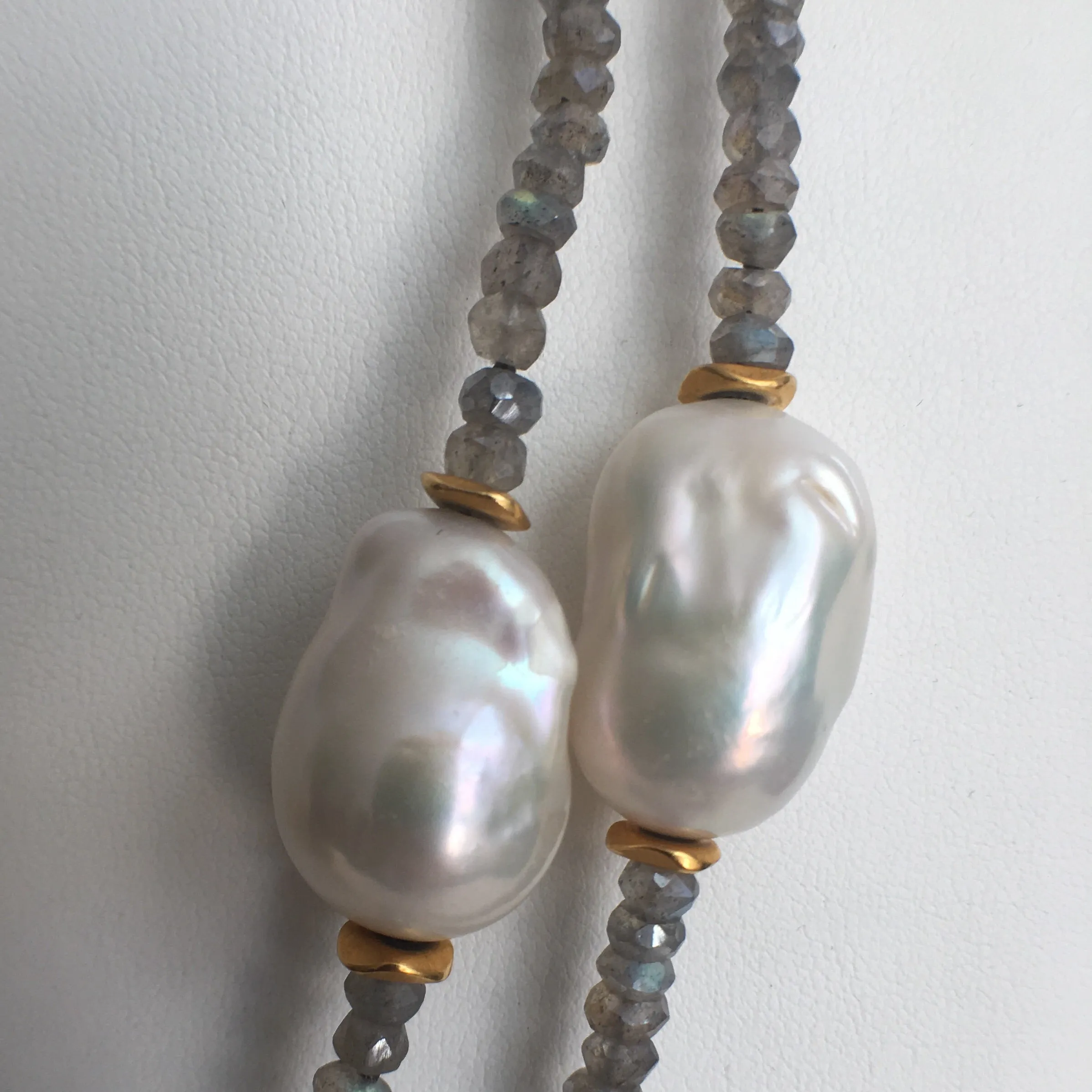 Baroque Pearl and Labradorite Double Strand Necklace