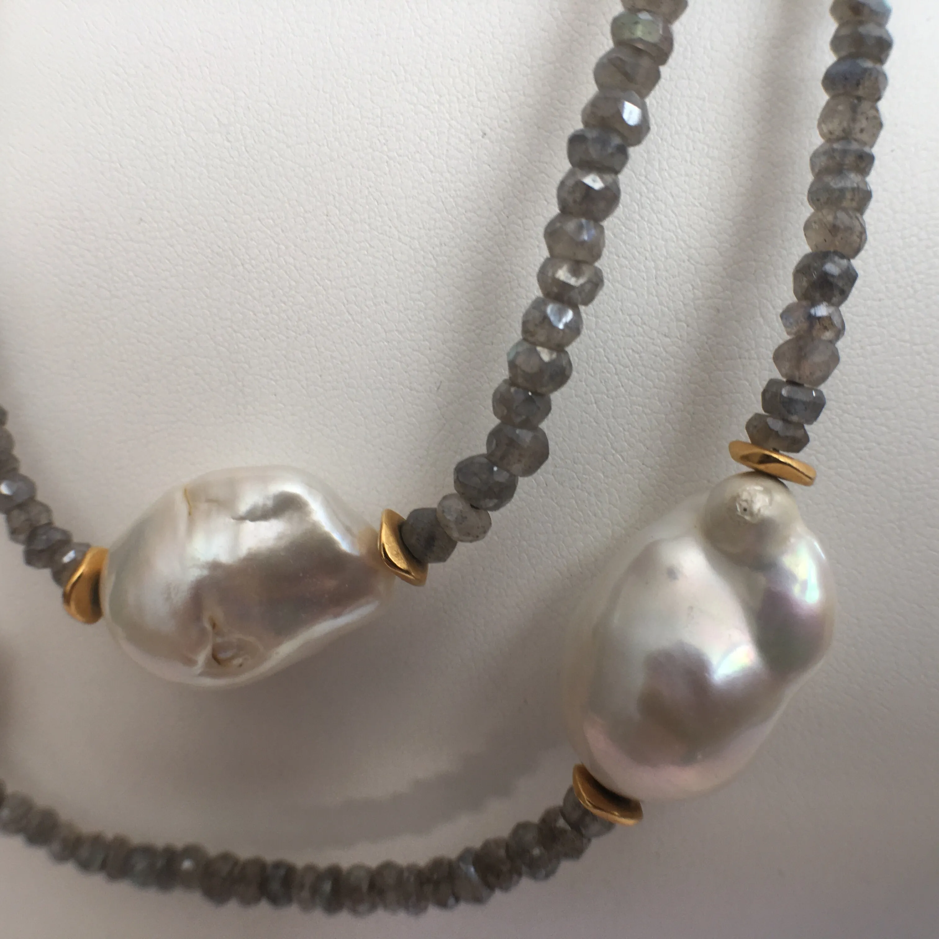 Baroque Pearl and Labradorite Double Strand Necklace