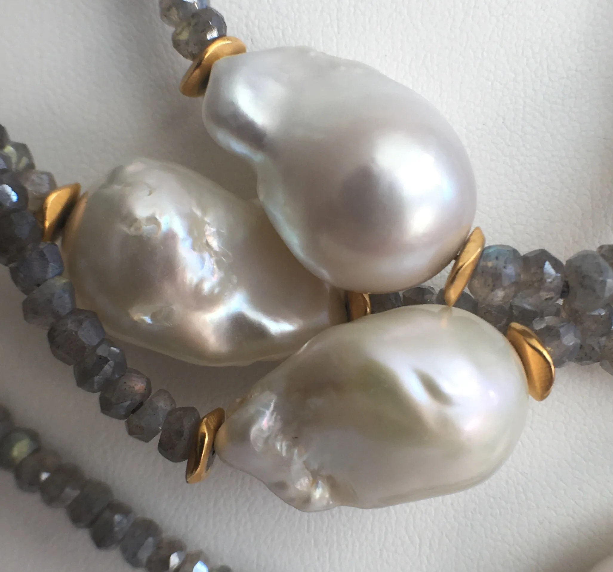 Baroque Pearl and Labradorite Double Strand Necklace