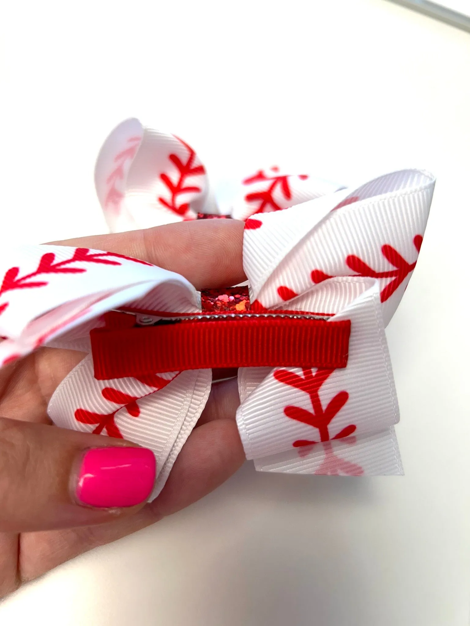 ⚾Baseball Messy Glitter Bows