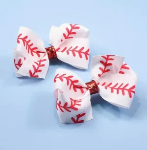 ⚾Baseball Messy Glitter Bows