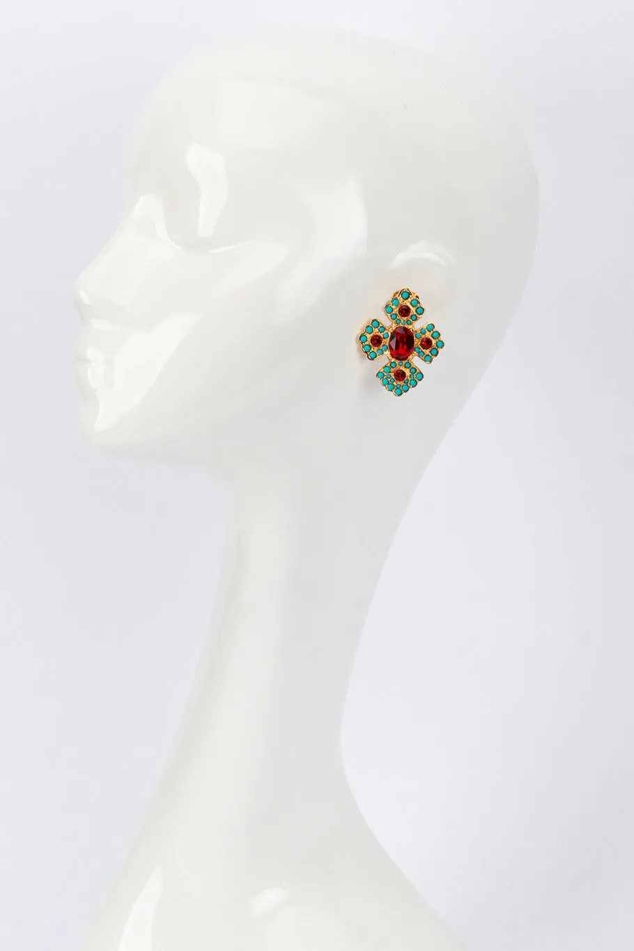 Beaded Byzantine Cross Earrings