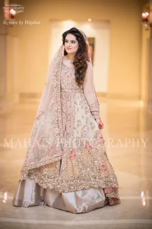 Beautiful bridal maxi in pastel pink and shimmer golden color Model#W 1195