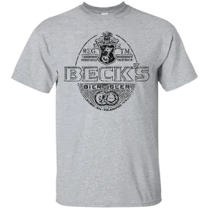 Becks Beer T-Shirt Custom Designed Black Worn Label Pattern