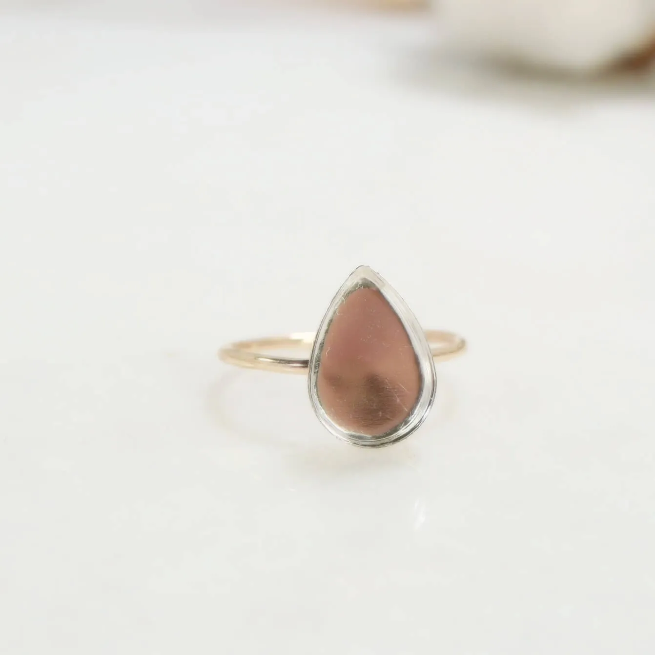 Bezel Cup Ring Setting - Plain, Pear, 1mm Band, Choose Your Cup, Choose Your Metal