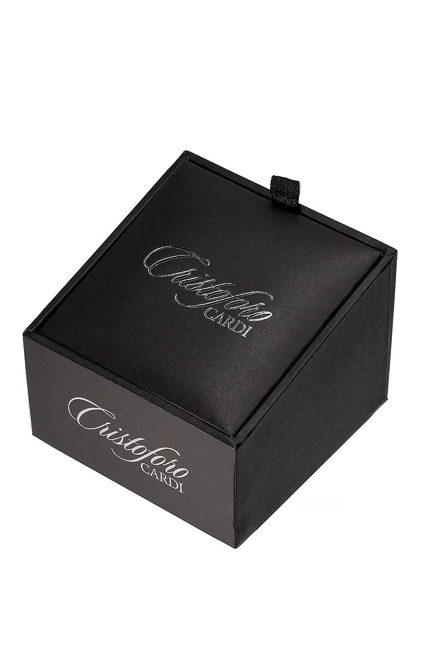 Black & White Square Onyx and Mother of Pearl Checkerboard with Gold Trim Studs and Cufflinks Set