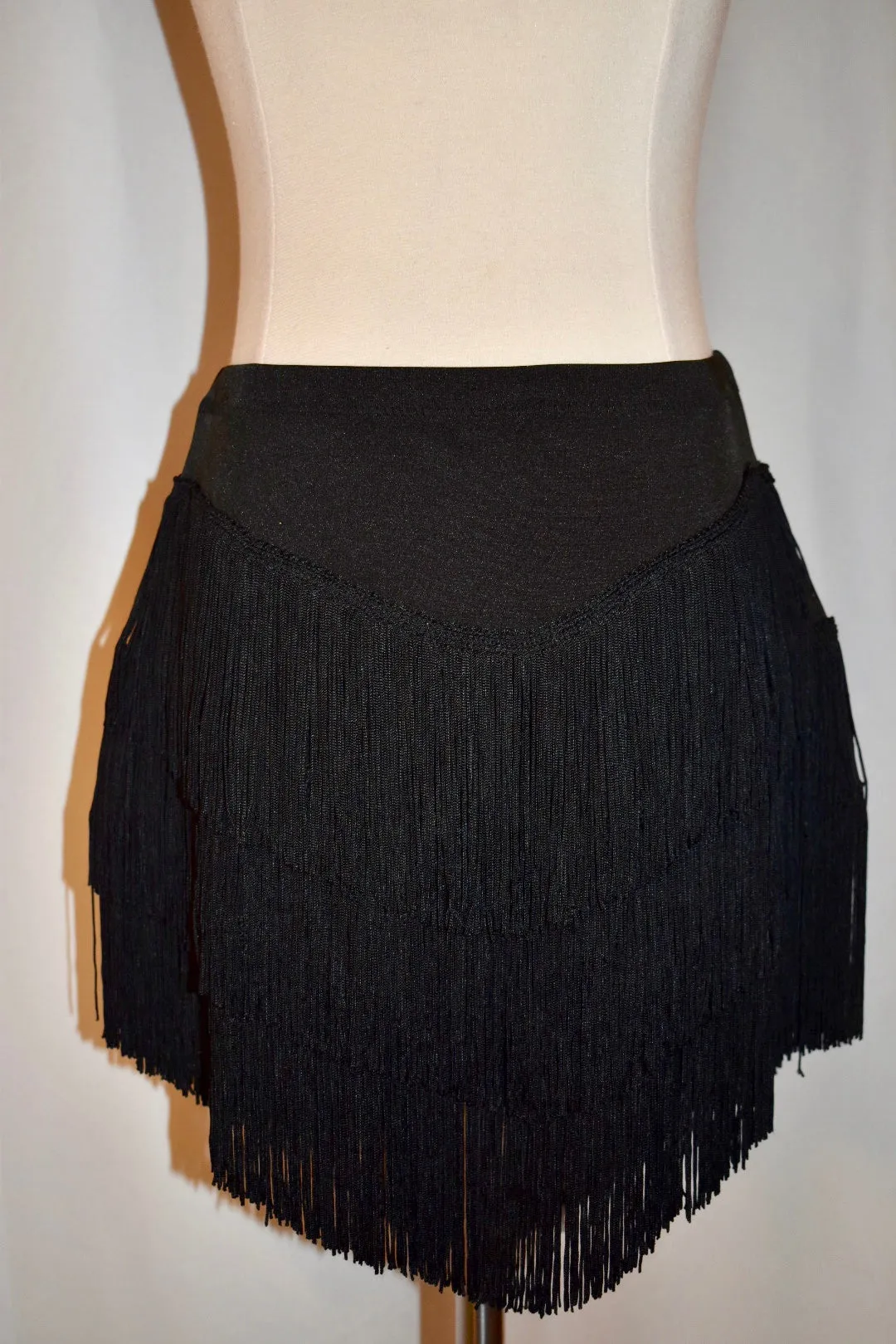 Black Angled Fringe Skirt
