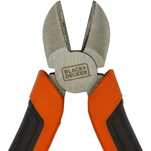 Black Decker 180mm Bimaterial Steel Diagonal Cutting Pliers for Gripping, Twisting, Bending & Cutting Wire