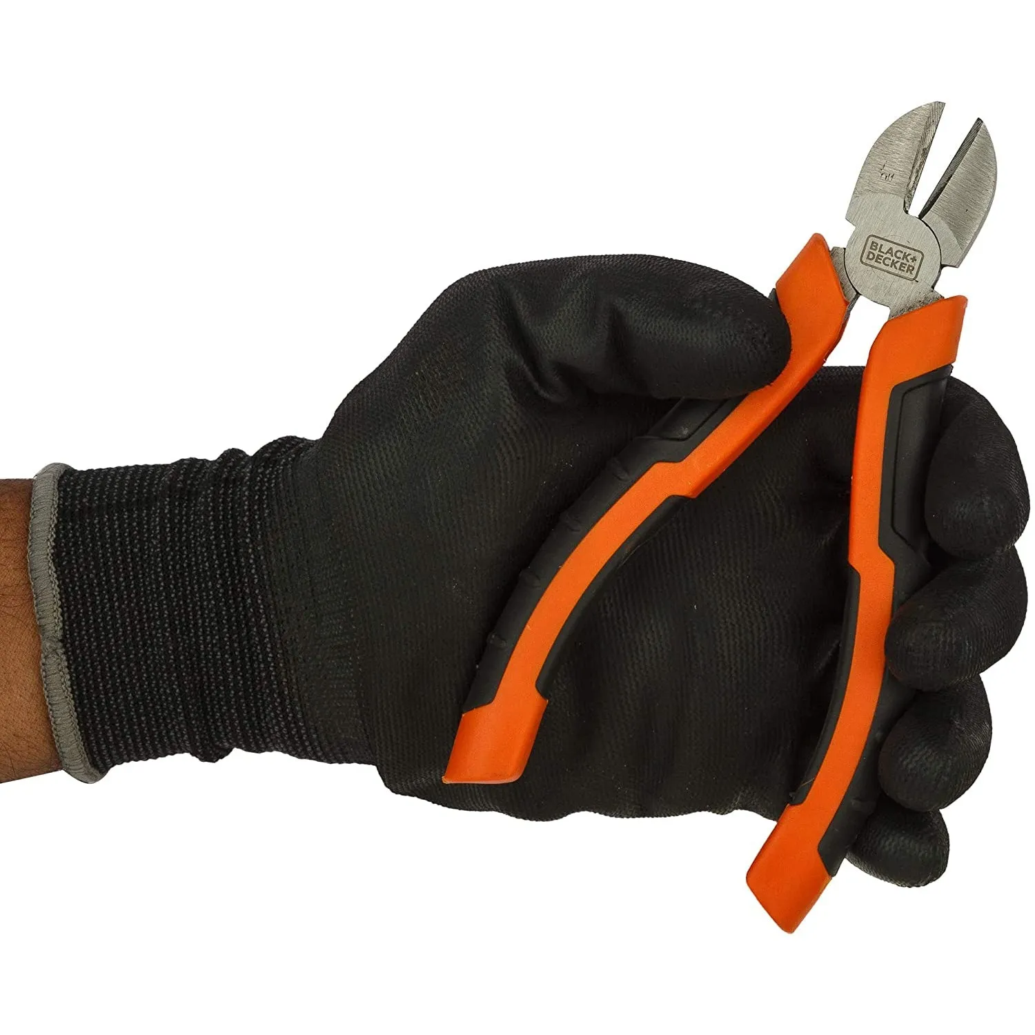 Black Decker 180mm Bimaterial Steel Diagonal Cutting Pliers for Gripping, Twisting, Bending & Cutting Wire