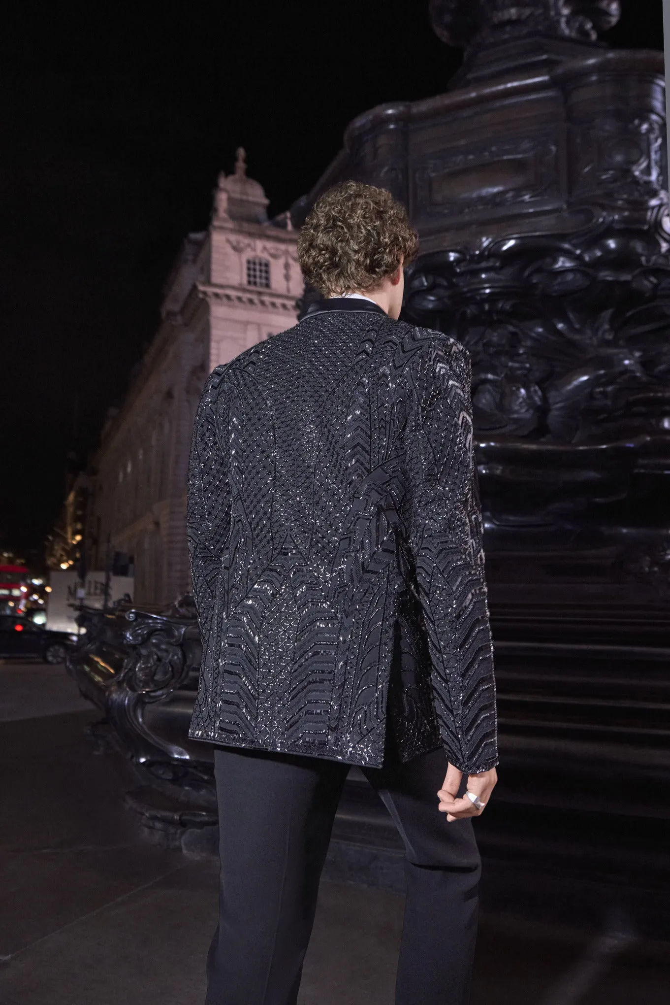 Black Embellished Tuxedo Set