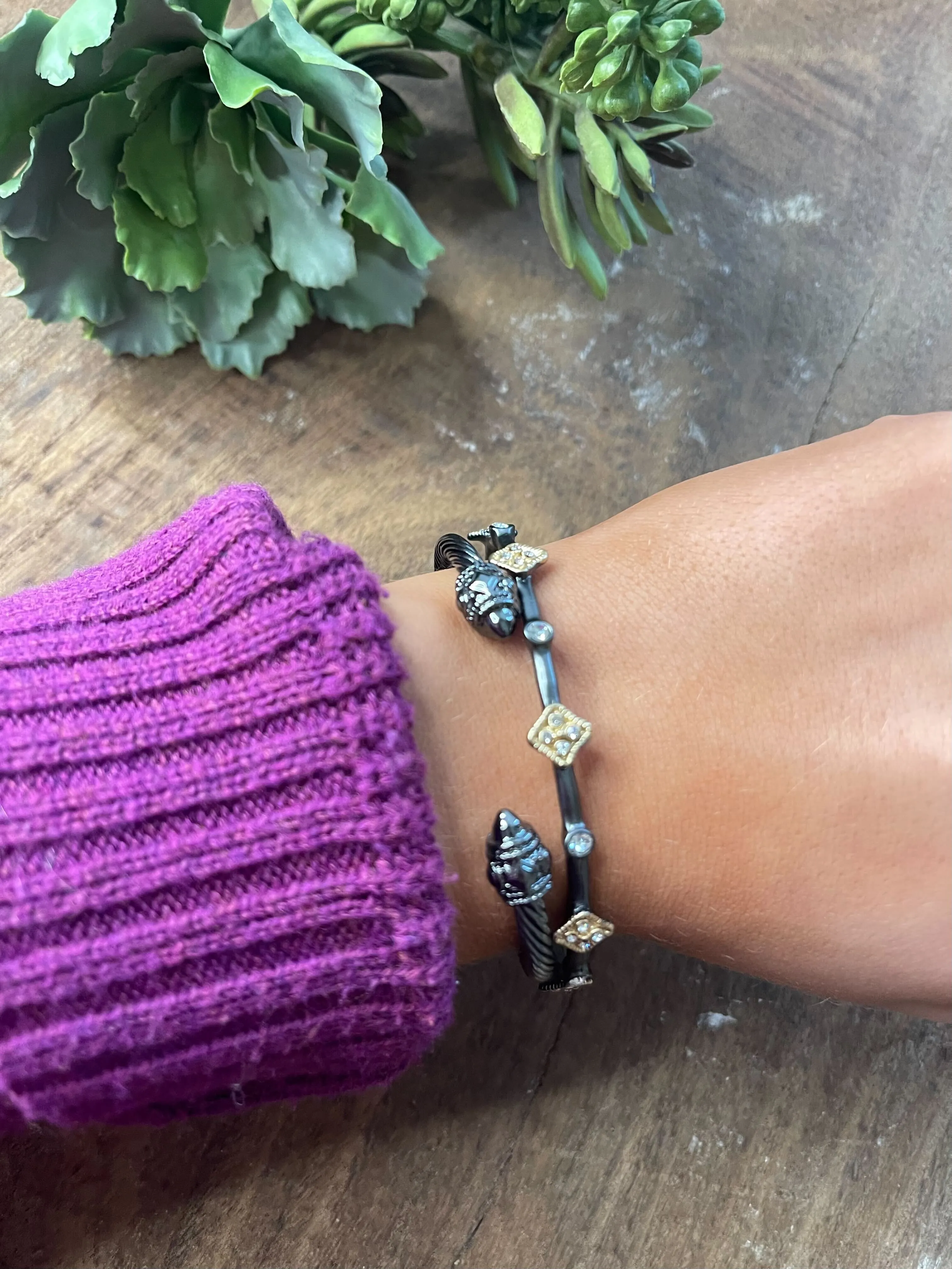 Black   Gold Adorned Bangle