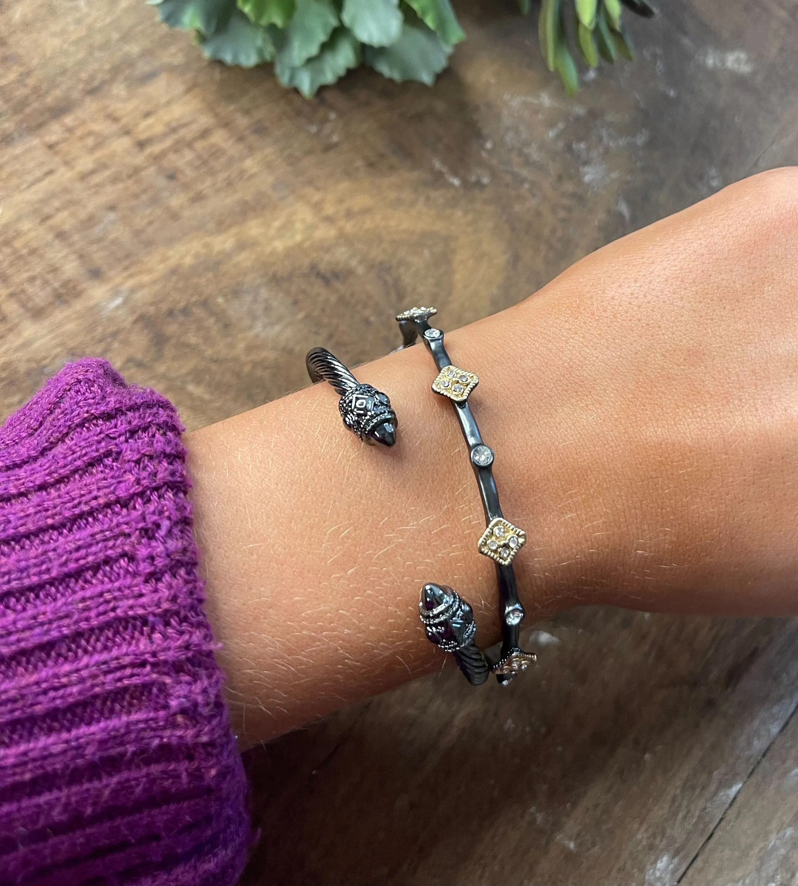 Black   Gold Adorned Bangle