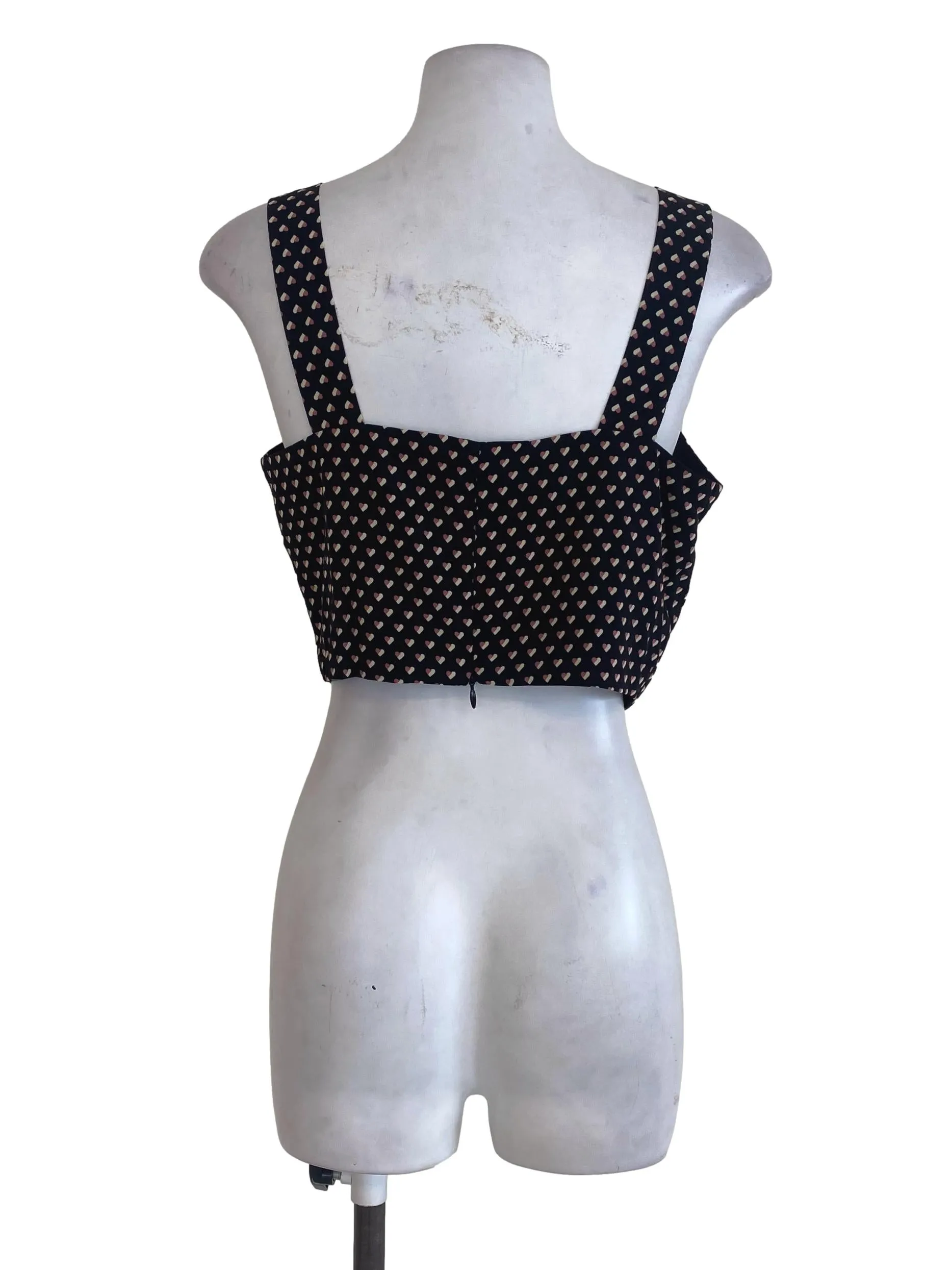 Black Heart Patterned Crop Top