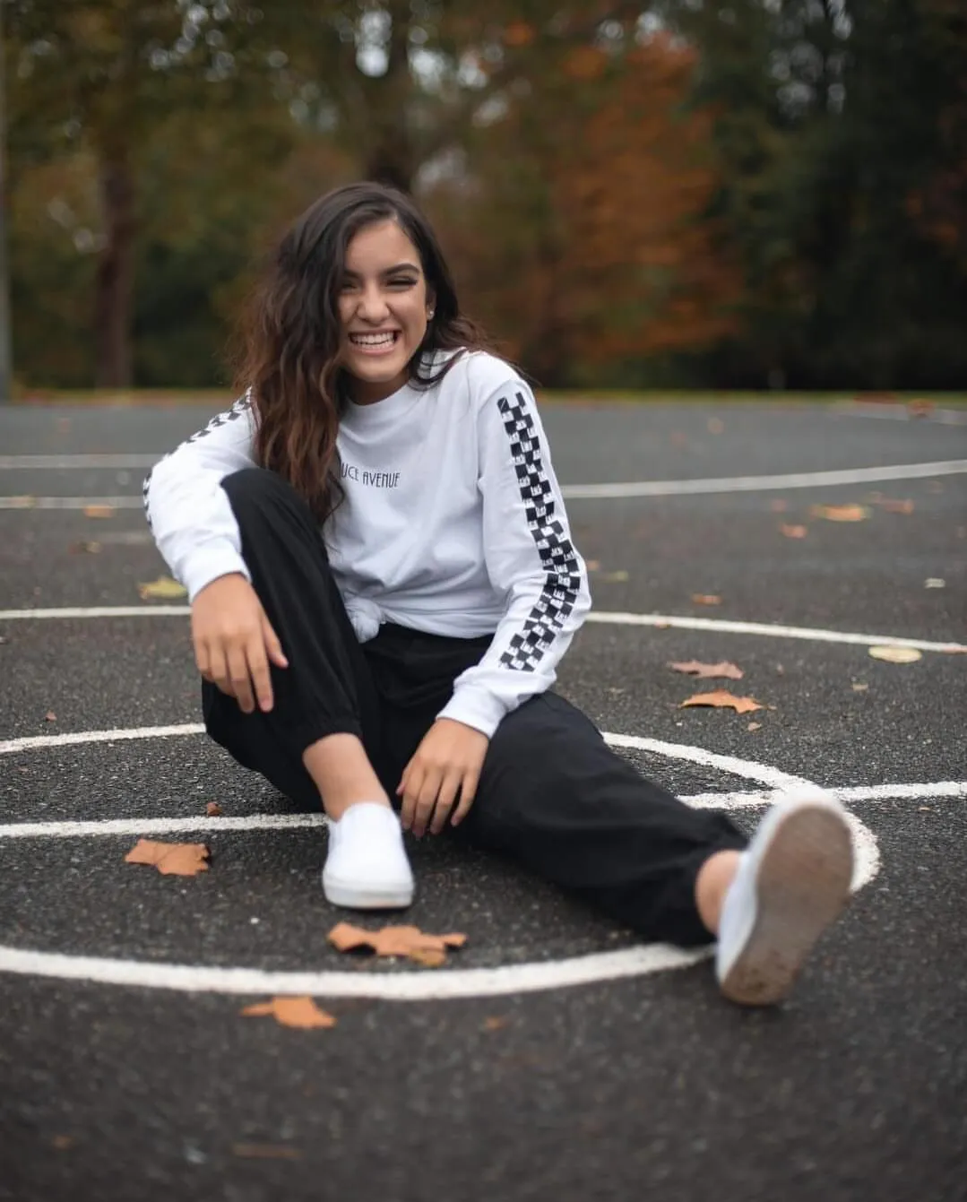 Black SA | White Long Sleeve Tee (Solid Checkered Drippin Sleeve)