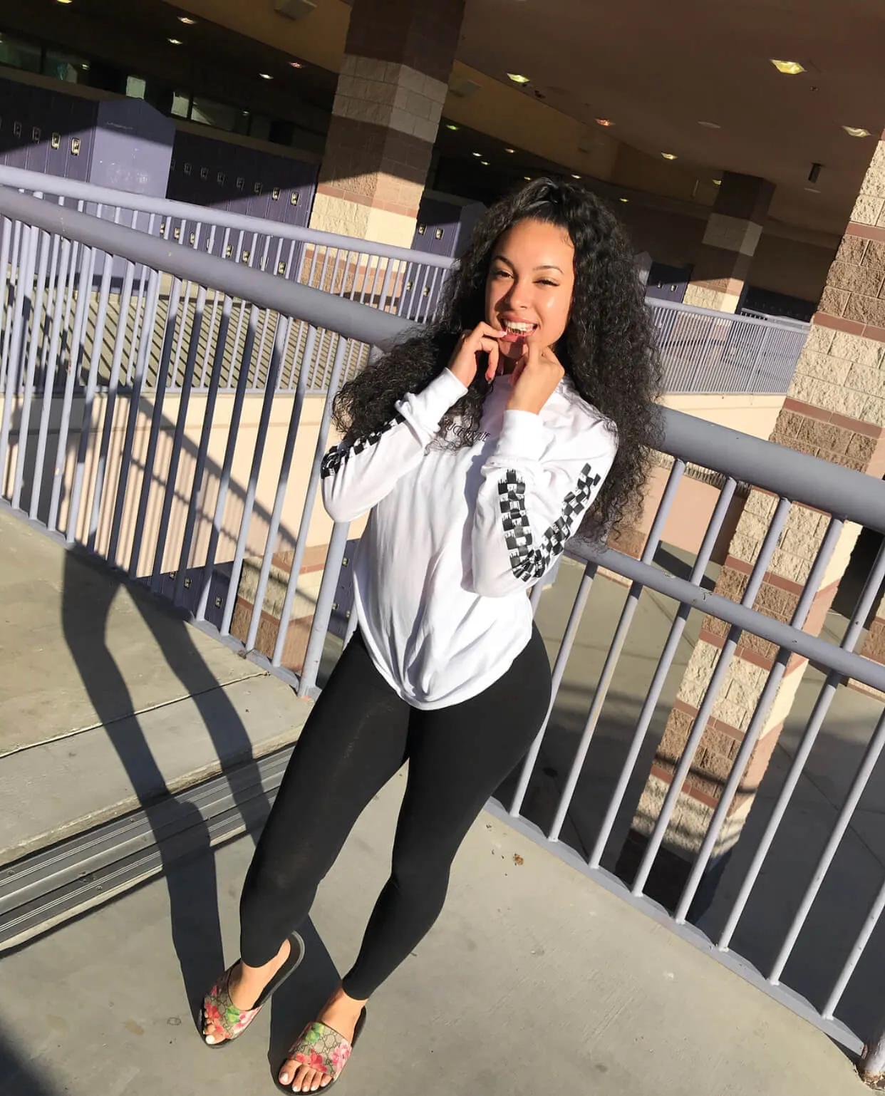 Black SA | White Long Sleeve Tee (Solid Checkered Drippin Sleeve)