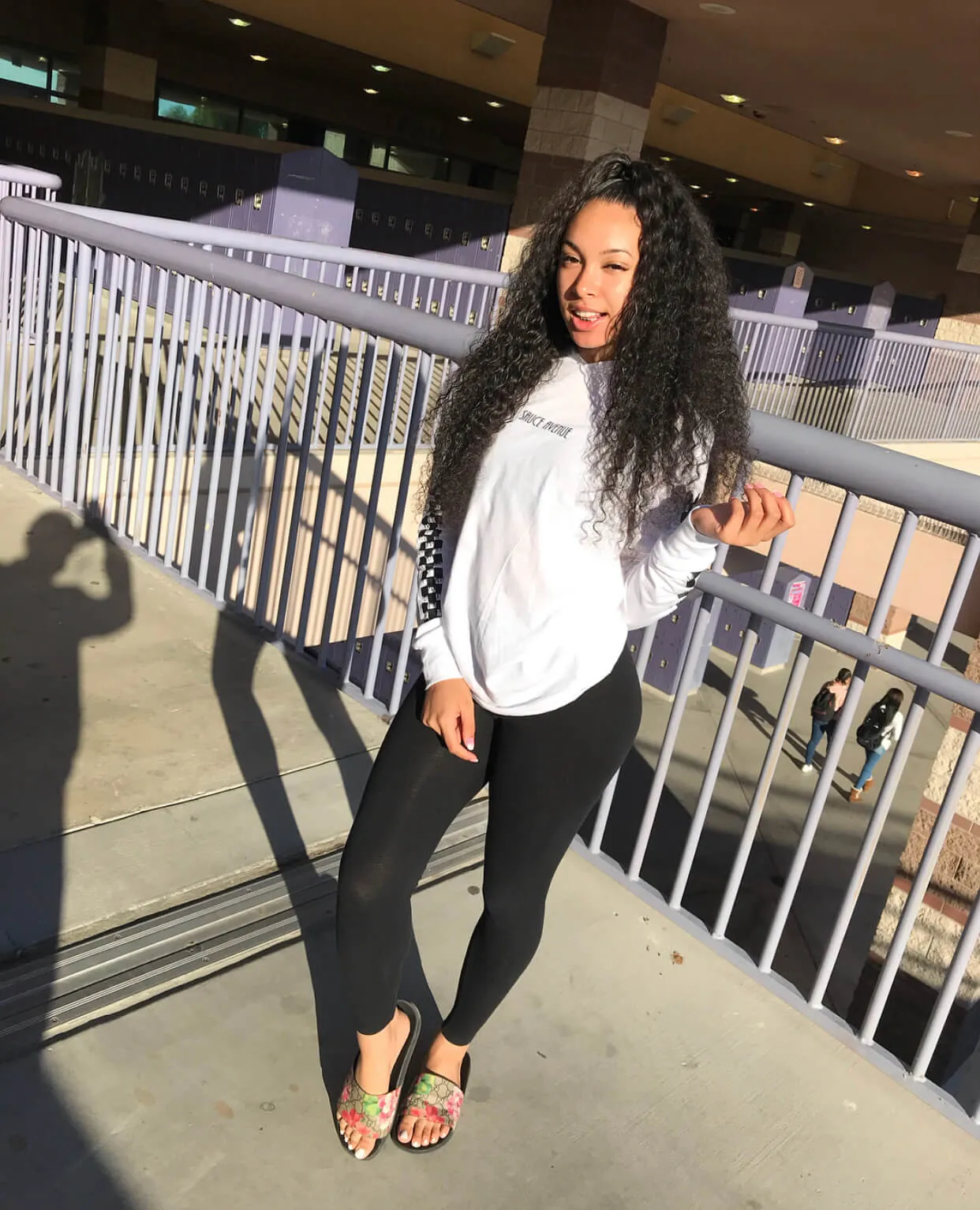 Black SA | White Long Sleeve Tee (Solid Checkered Drippin Sleeve)