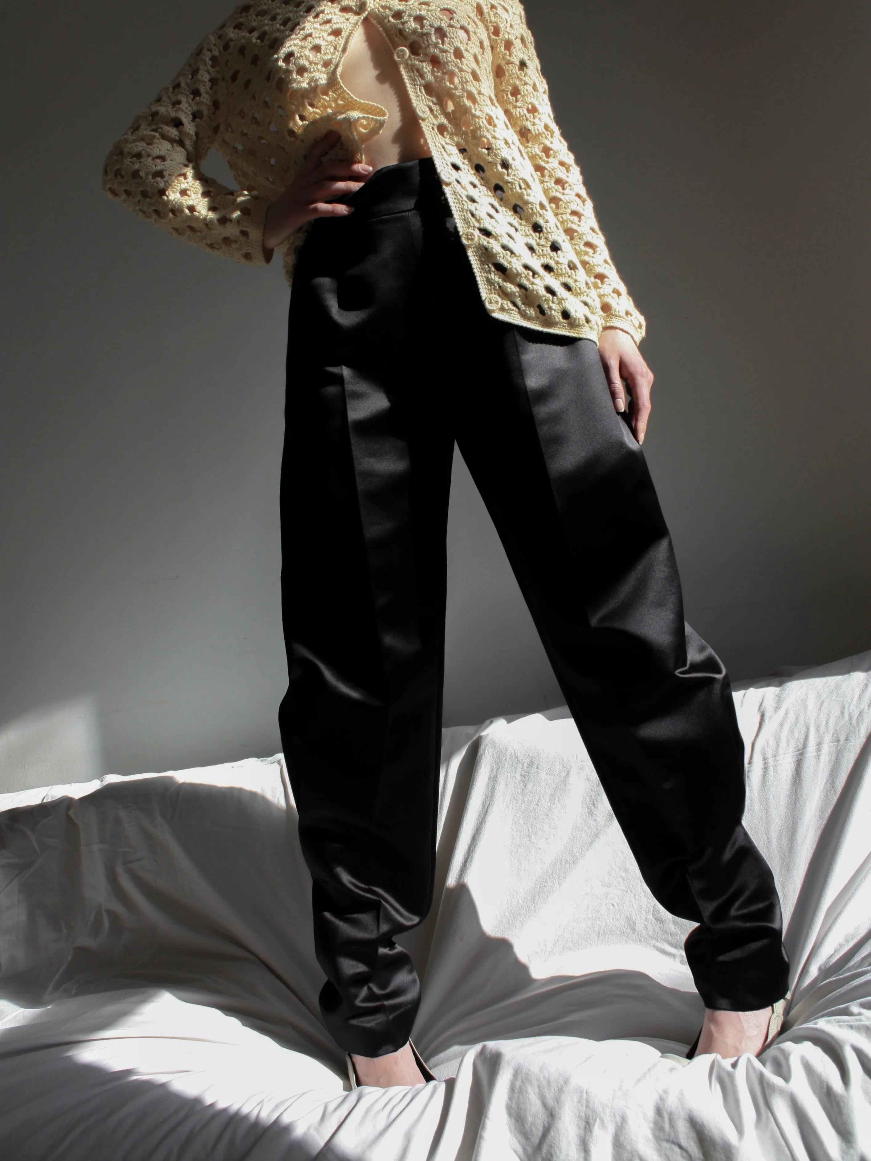 Black Satin Jodhpur Pants
