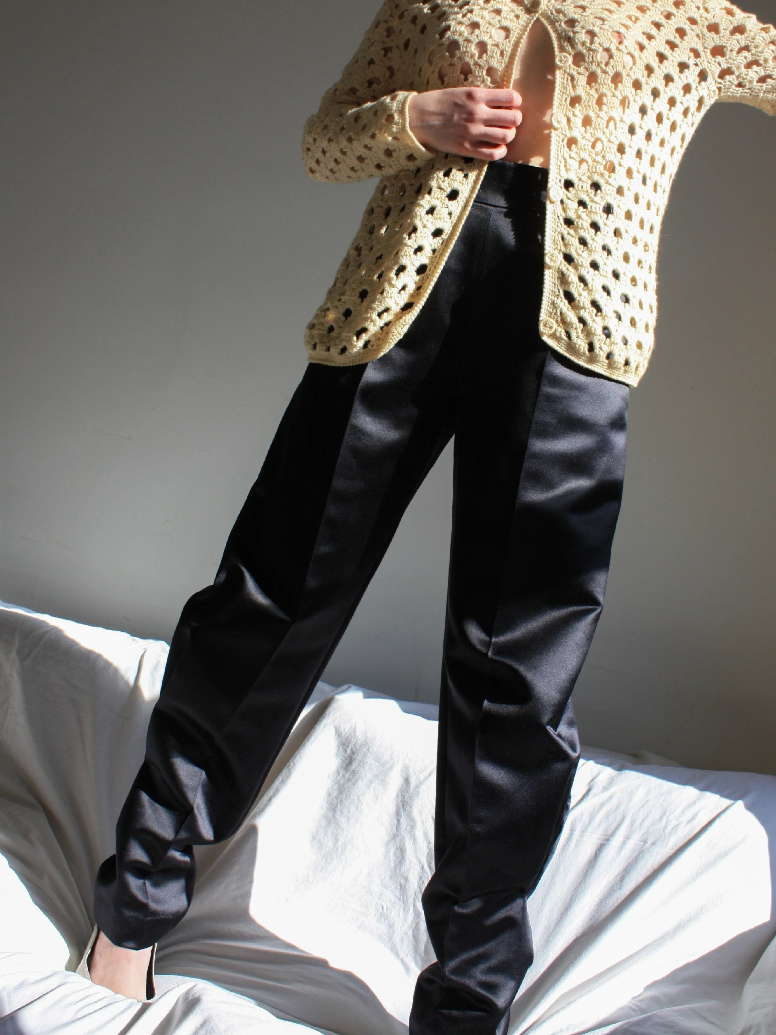 Black Satin Jodhpur Pants