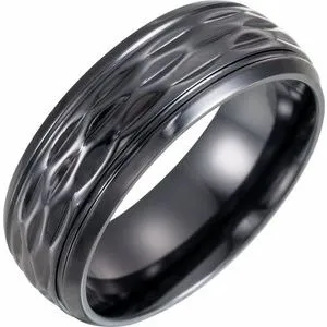 Black Titanium Patterned Band Size 9