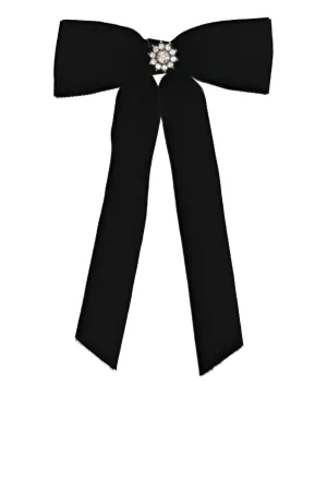 Black Velvet Embellished Bow Barrette