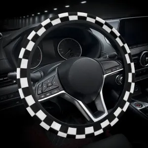 Black White Checkered Car Steering Wheel Cover