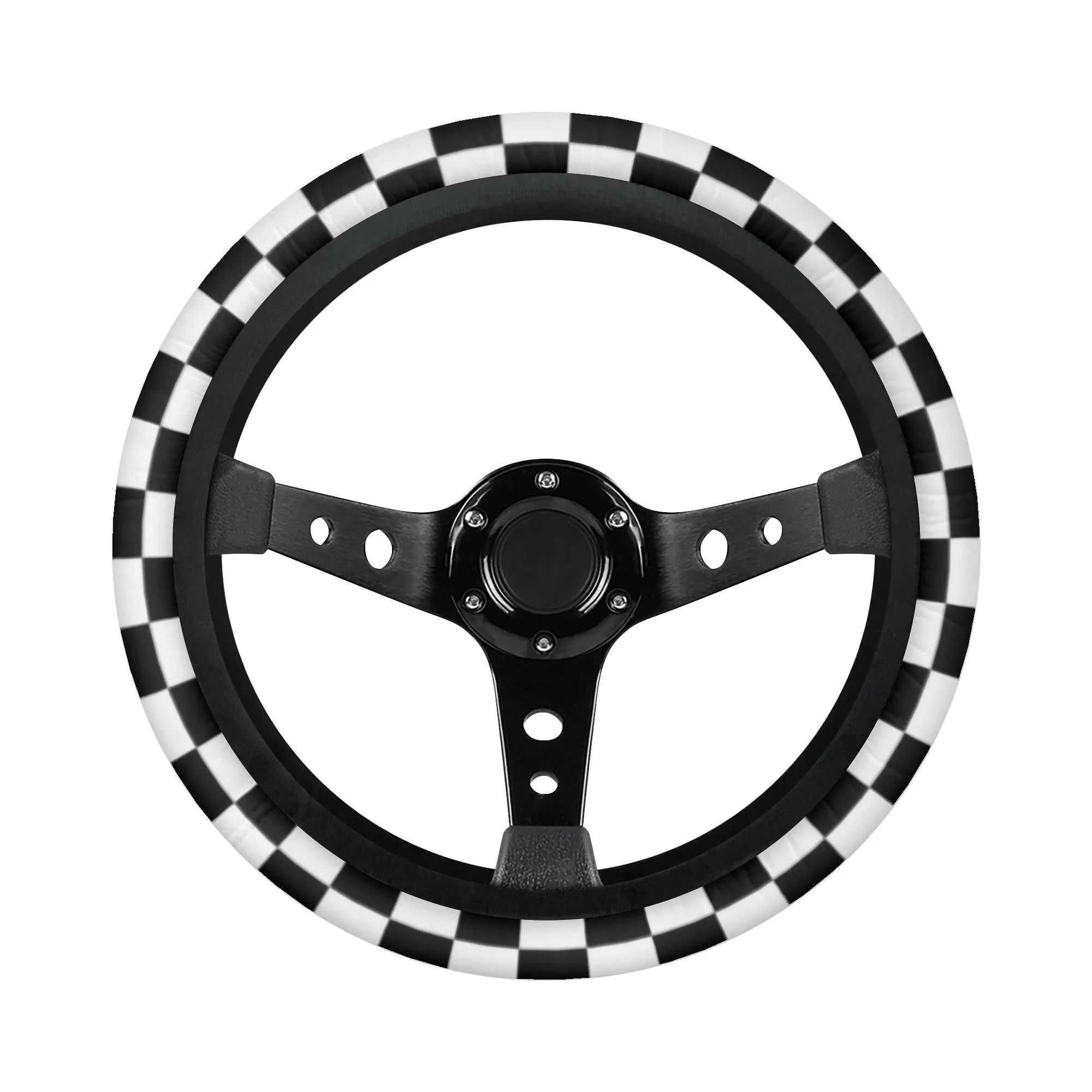 Black White Checkered Car Steering Wheel Cover