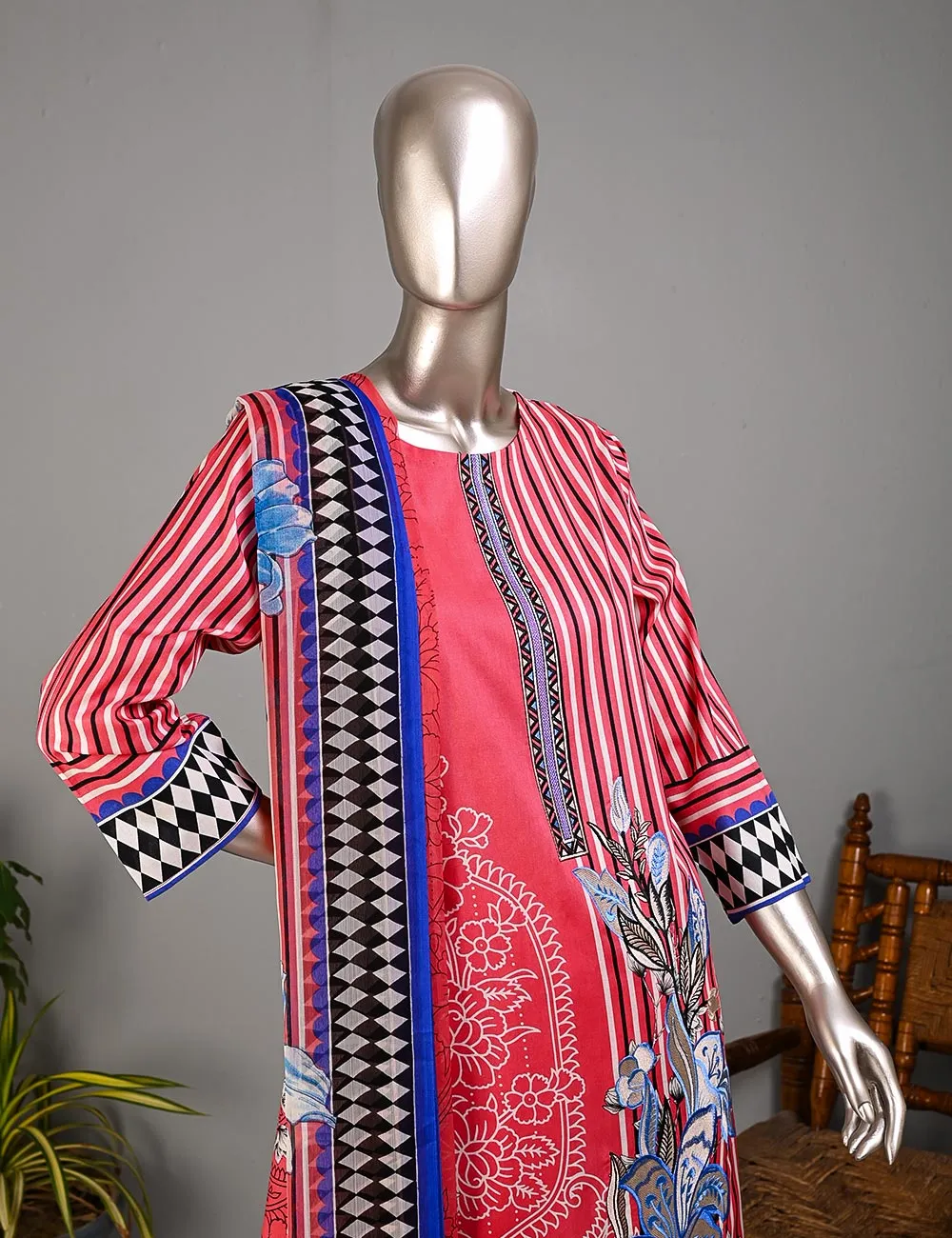 BLC-01A - Checkered Field | Un-Stitched Embroidered Lawn Dress