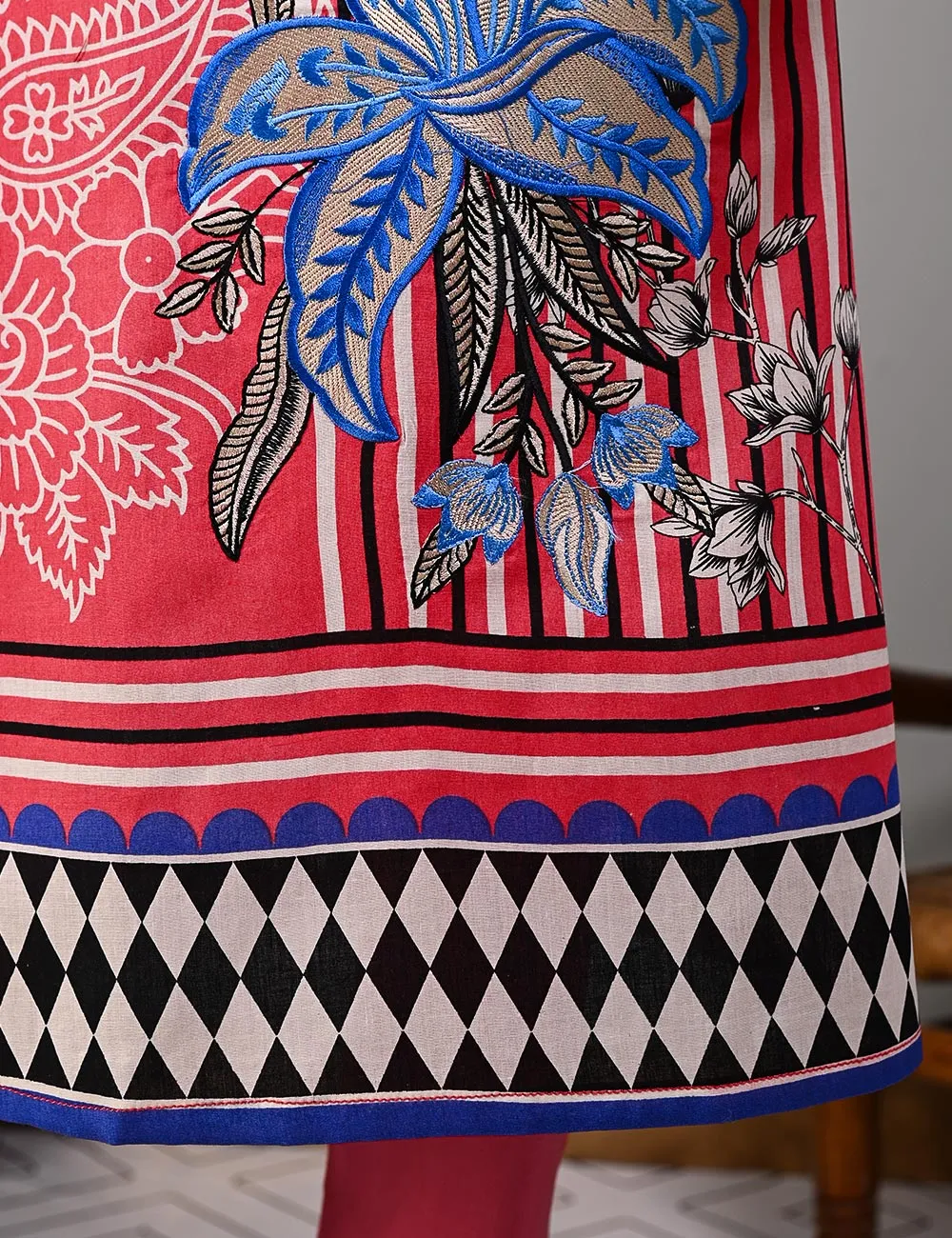 BLC-01A - Checkered Field | Un-Stitched Embroidered Lawn Dress