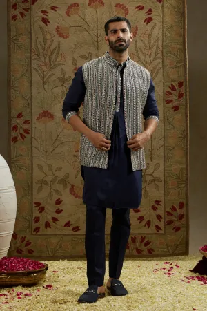 BLUE BORDER EMBELLISHED BUNDI