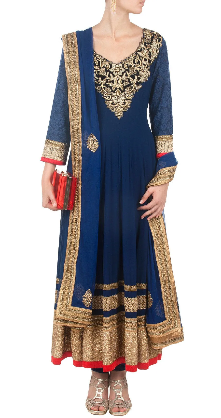 Blue color long anarkali suit online