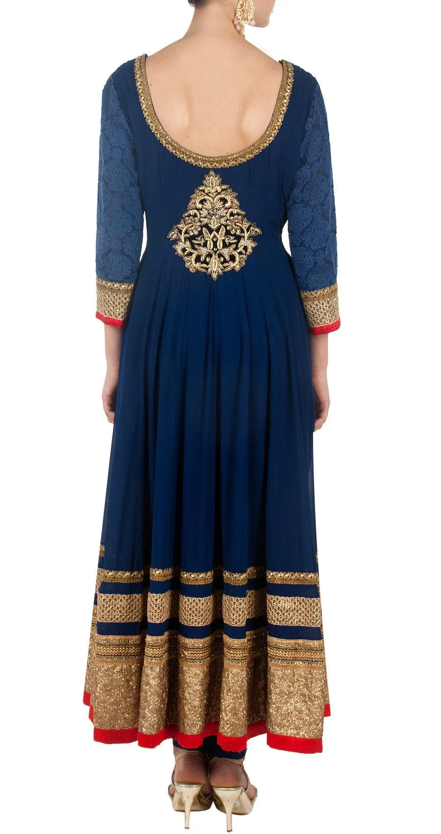 Blue color long anarkali suit online
