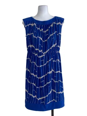 Blue Patterned Sheath Dress