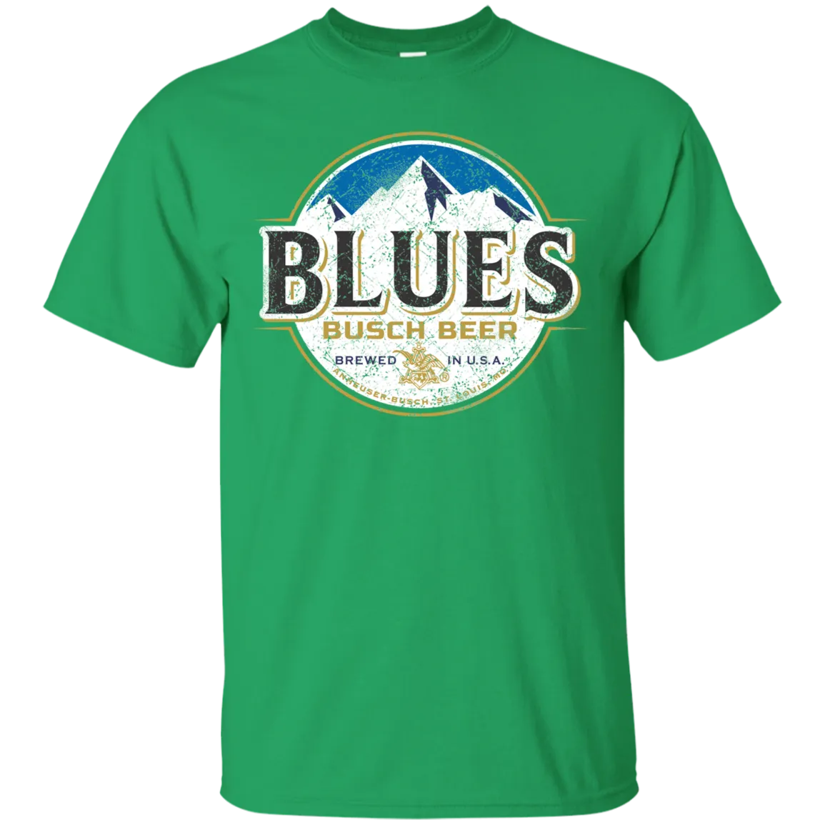 Blues Busch Light Beer T-Shirt Custom Designed Color Worn Label Pattern