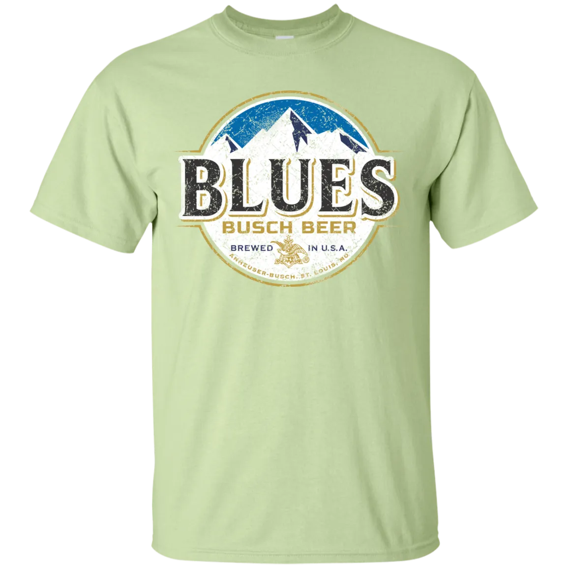 Blues Busch Light Beer T-Shirt Custom Designed Color Worn Label Pattern