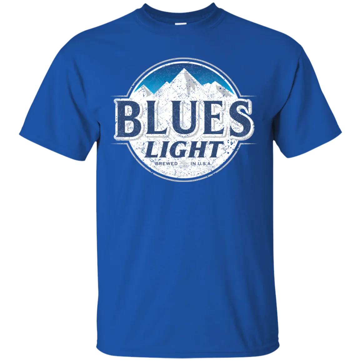 Blues Busch Light Beer T-Shirt Custom Designed Color Worn Label Pattern