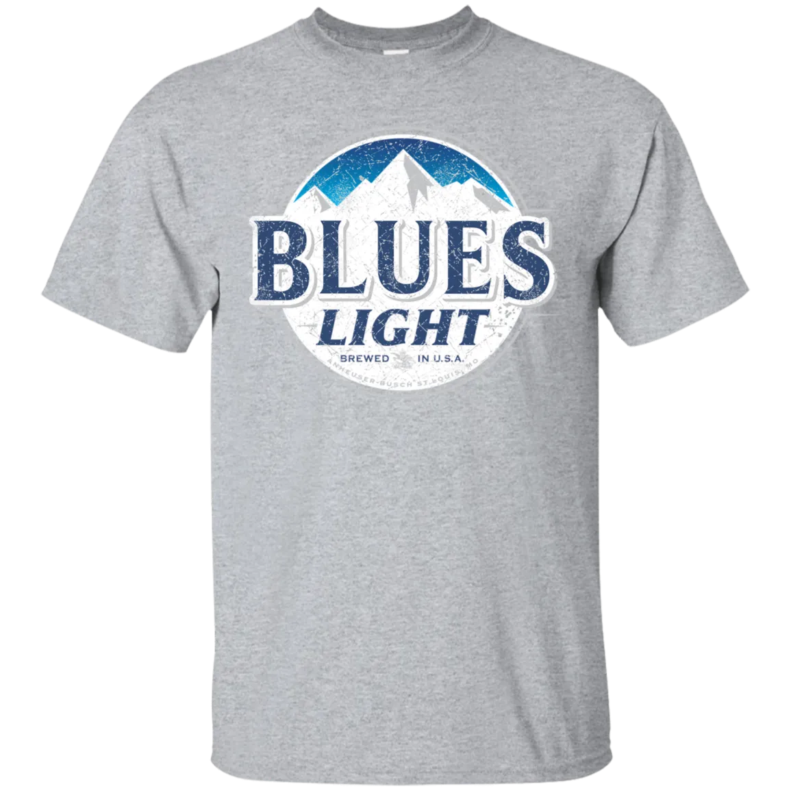 Blues Busch Light Beer T-Shirt Custom Designed Color Worn Label Pattern