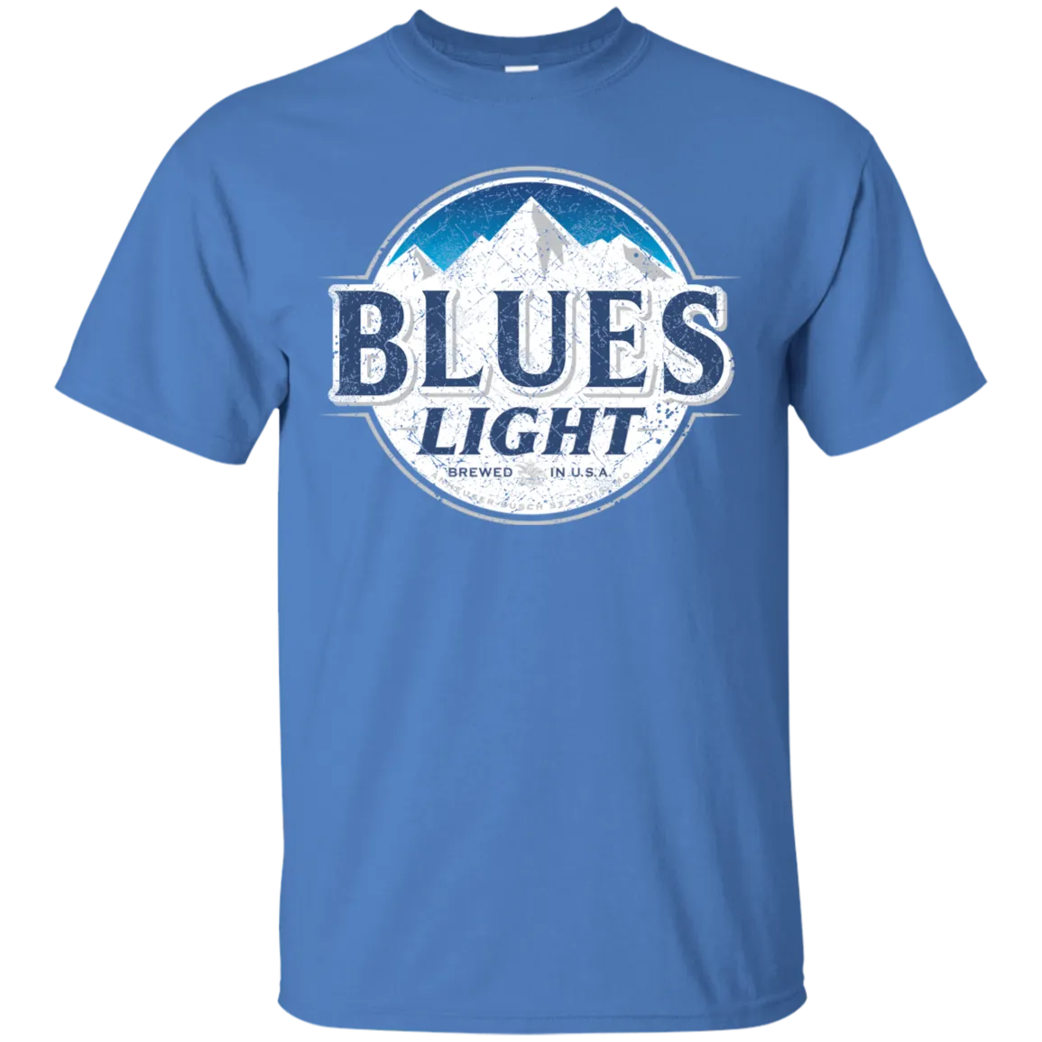 Blues Busch Light Beer T-Shirt Custom Designed Color Worn Label Pattern