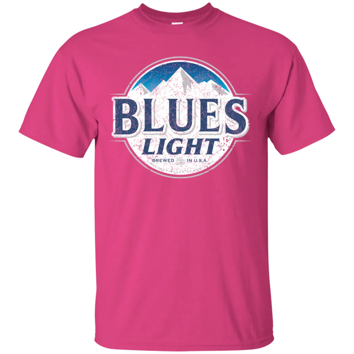 Blues Busch Light Beer T-Shirt Custom Designed Color Worn Label Pattern