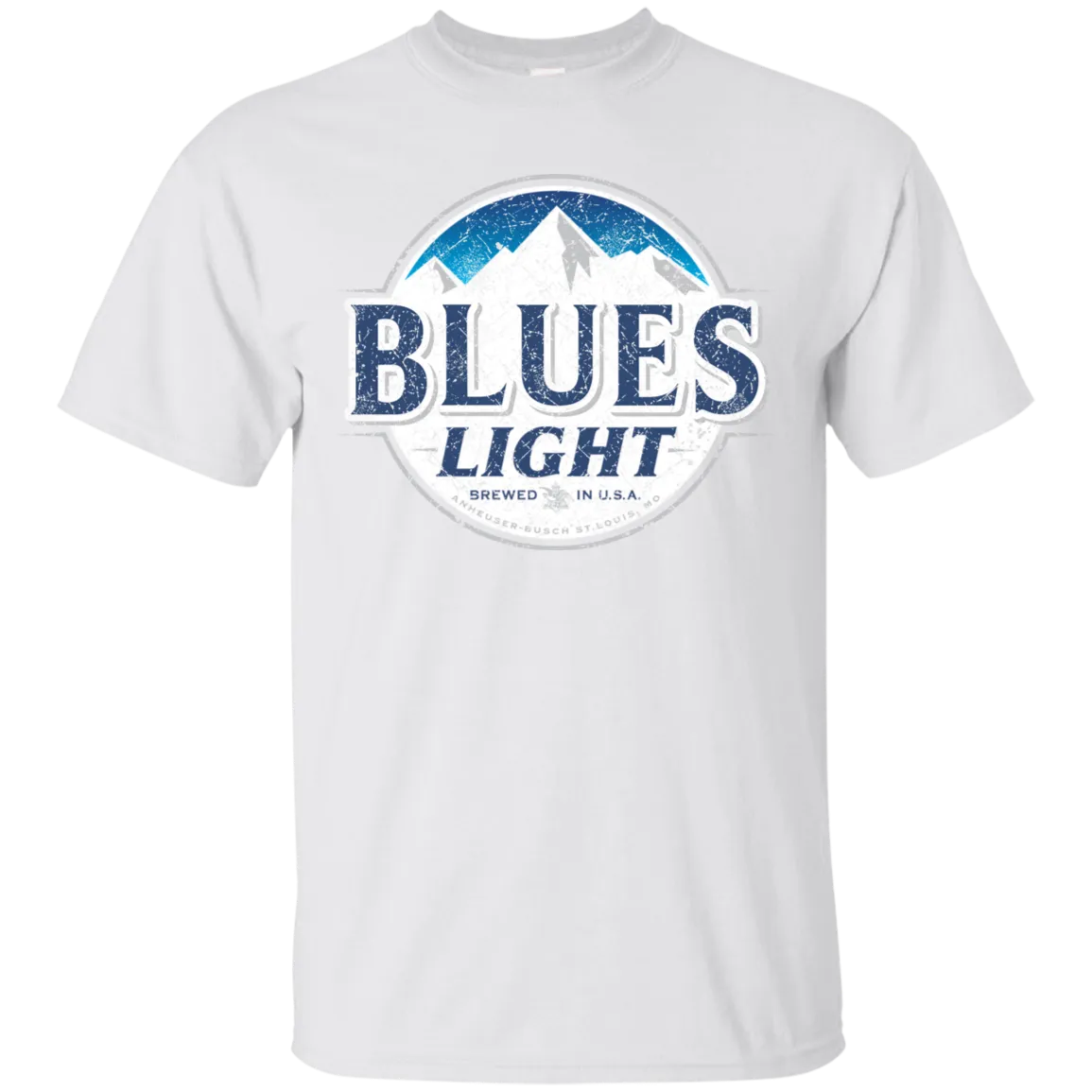 Blues Busch Light Beer T-Shirt Custom Designed Color Worn Label Pattern