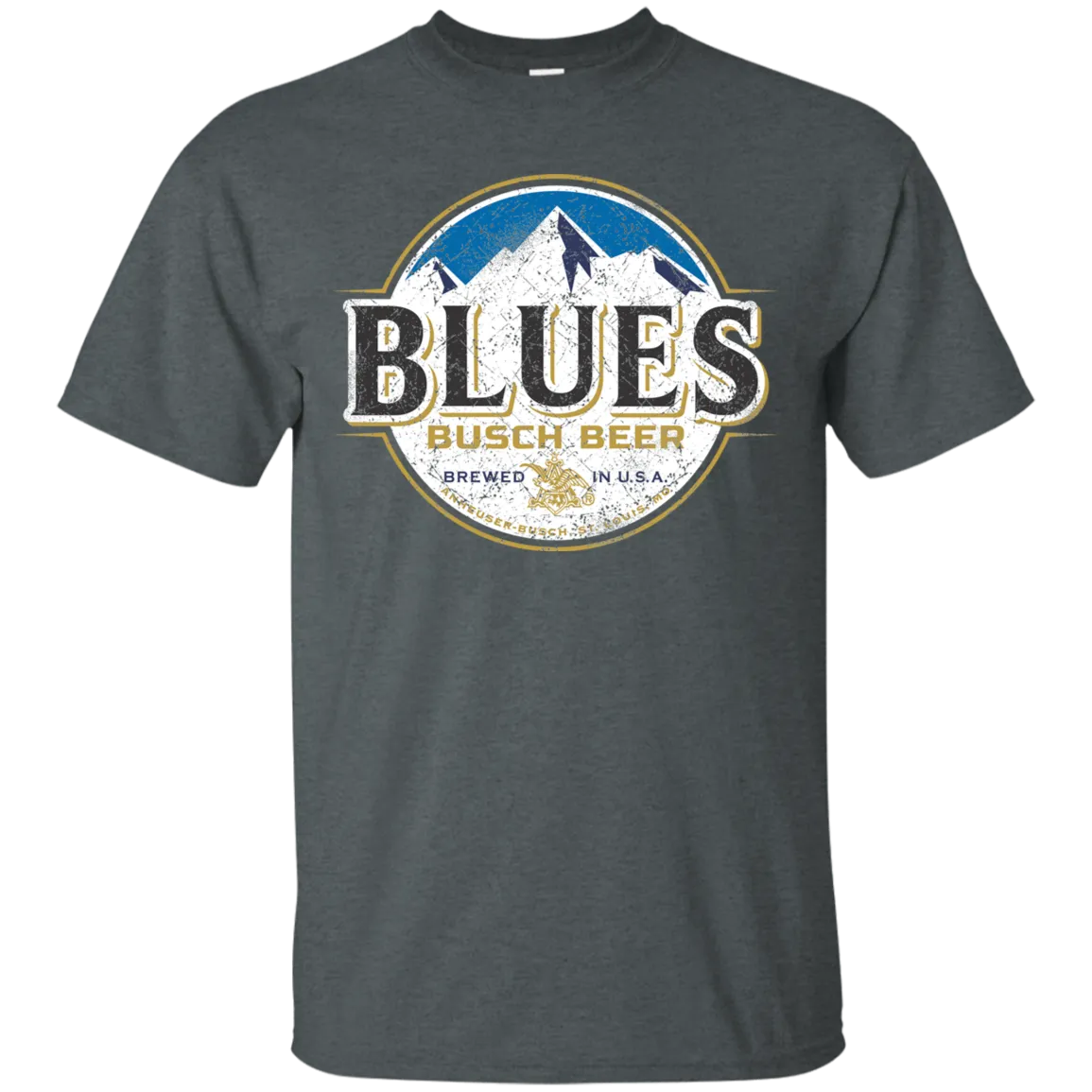 Blues Busch Light Beer T-Shirt Custom Designed Color Worn Label Pattern