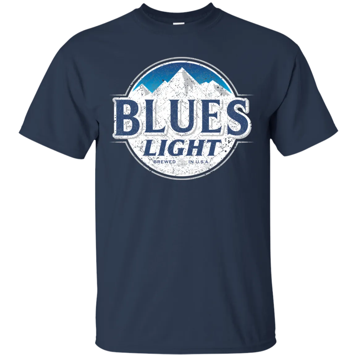 Blues Busch Light Beer T-Shirt Custom Designed Color Worn Label Pattern