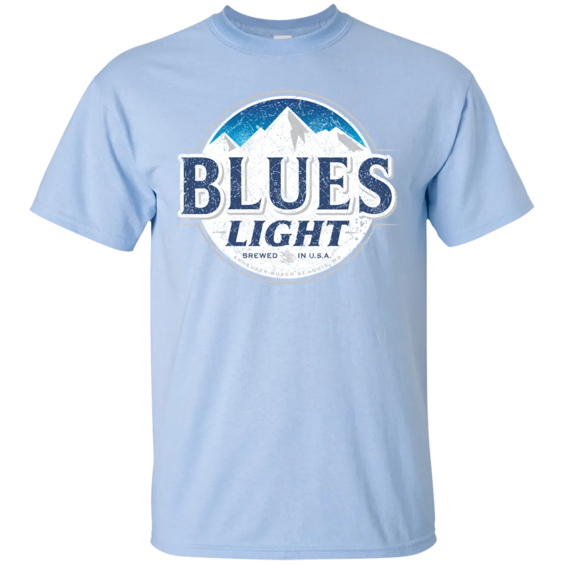 Blues Busch Light Beer T-Shirt Custom Designed Color Worn Label Pattern