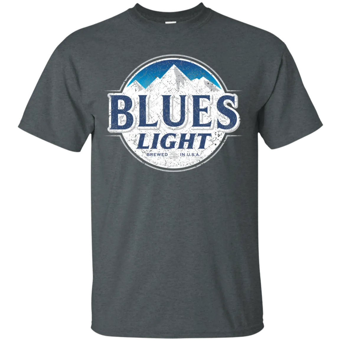 Blues Busch Light Beer T-Shirt Custom Designed Color Worn Label Pattern
