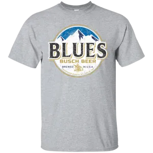 Blues Busch Light Beer T-Shirt Custom Designed Color Worn Label Pattern