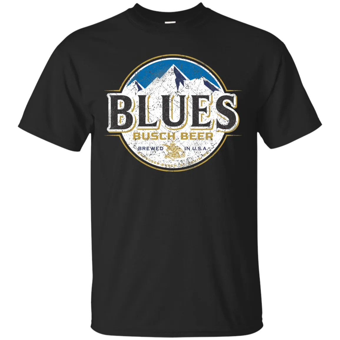 Blues Busch Light Beer T-Shirt Custom Designed Color Worn Label Pattern